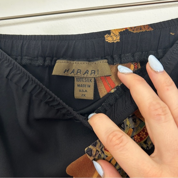 Harari Silk Set Button Front Shirt Skirt Asian Print Figures size 1X 2X - Picture 13 of 13